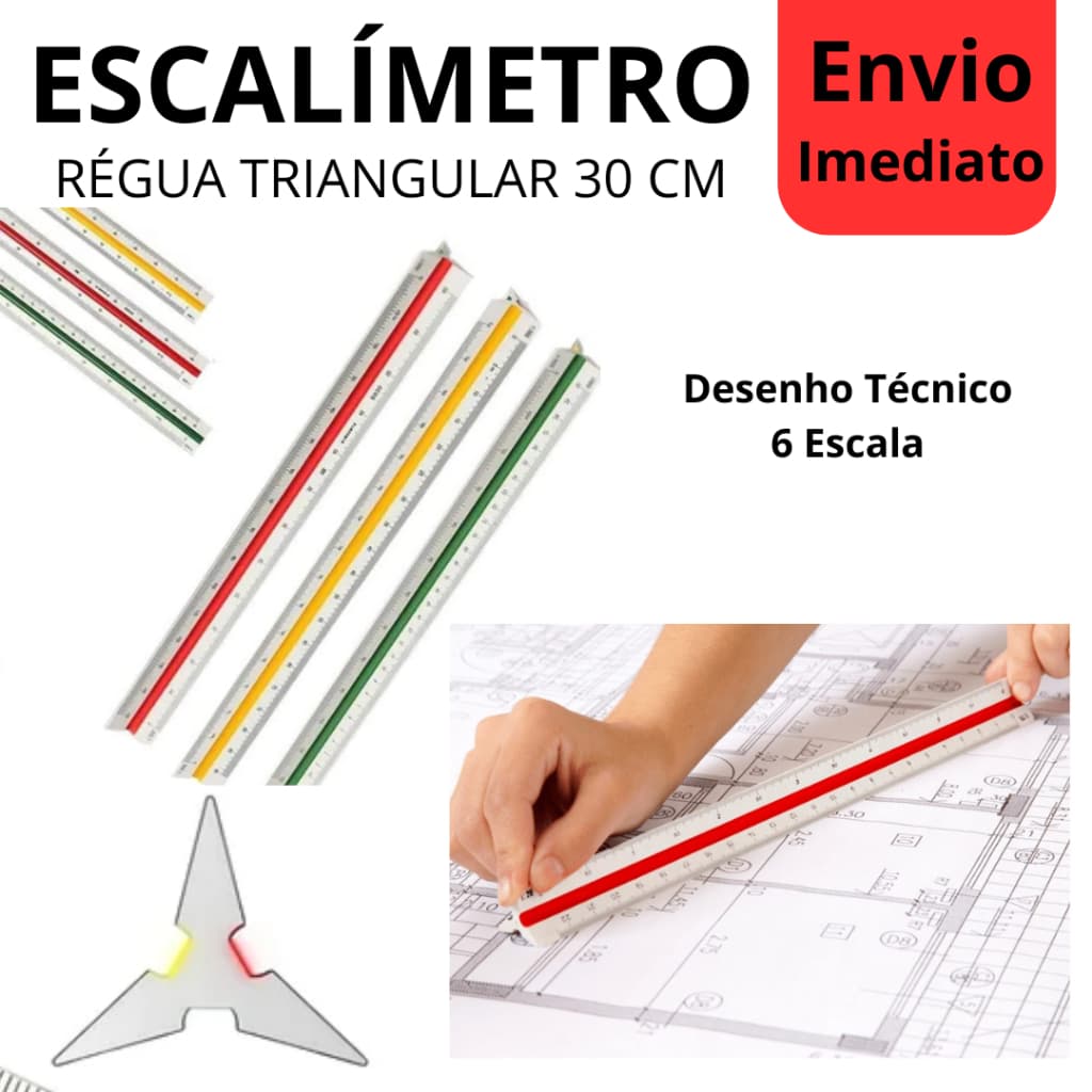 ESCALIMETRO TRIANGULAR REGUA 30 CM PLASTICO N°1 JOCAROFFICE