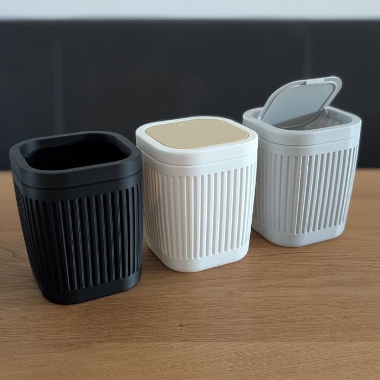 Mini lixeira de mesa com tampa / Lixeira compacta / Ideal para escritório, Home office