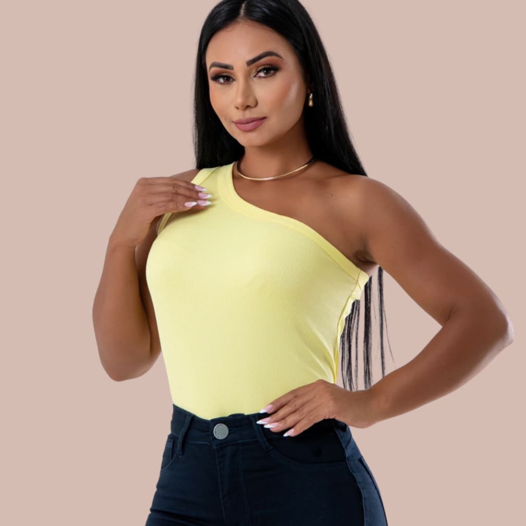 Regata Elegante Básica Assimétrica Blusas Femininas Moda Plus Camiseta alça Manga Nula Evio Imediato