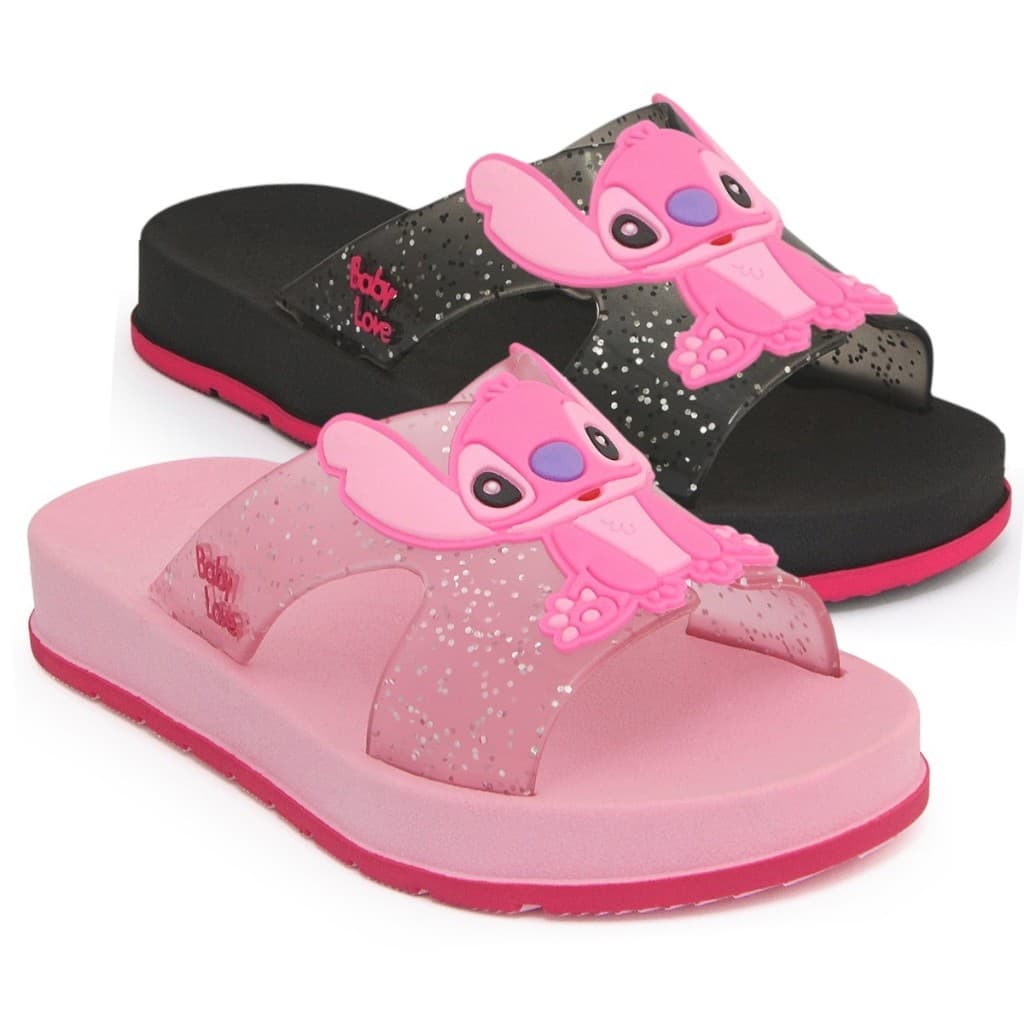 Kit 2 Pares Sandália Infantil Stitch Feminina Papete Moderna Confortável