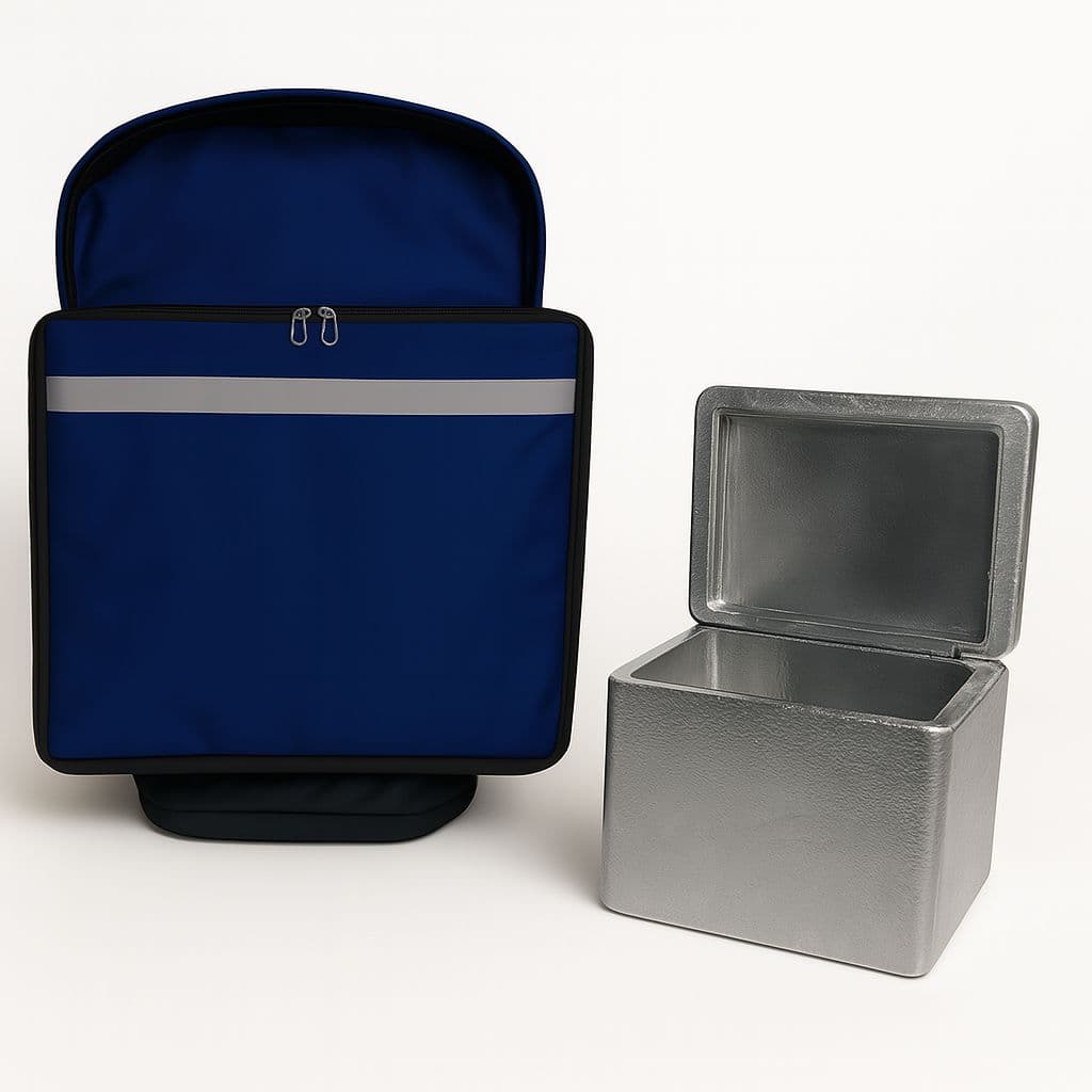 Capa Mochilas Bag AZUL JEANS (ISOPOR LAMINADO) Térmicas De  Motoboy Para Isopor De 45 Litros Entregas