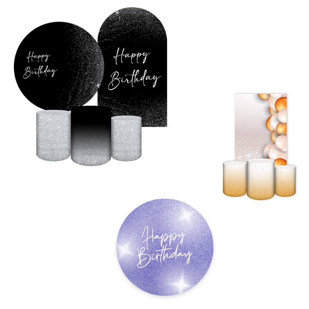 Kits Capas para Festa Diversos Modelos Pegue Monte Happy Birthday, Glitter Feliz Aniversario (EFEITO GLITTER FEITO EM SU