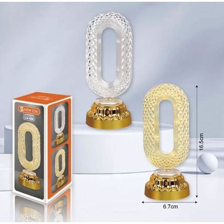 Mini Luminária de Mesa Abajur Estrela Oval Lua 15CM Lâmpada Quarto Luxuosa Cristal Acrílico 3 Tons de Led