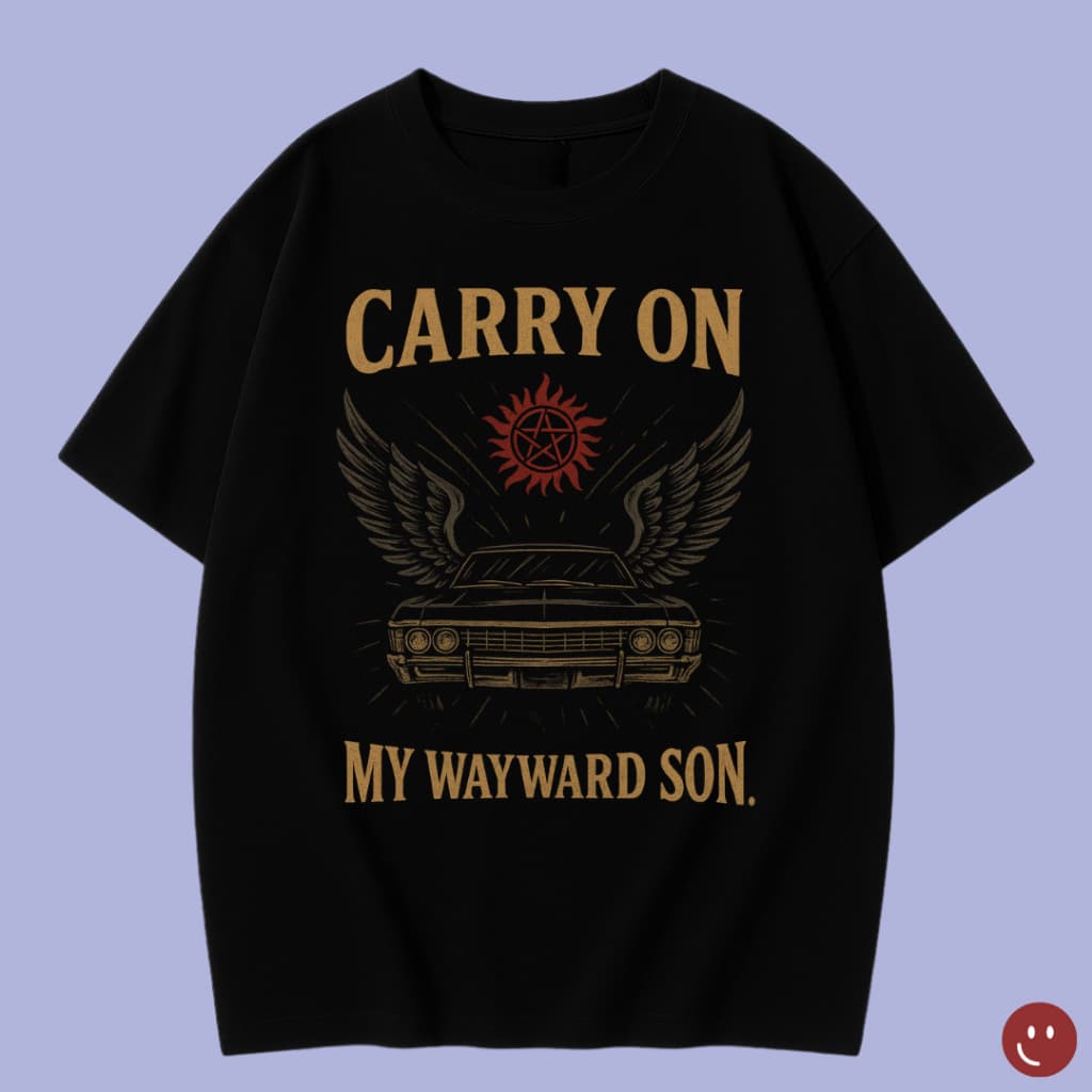 Camiseta Carry On My Wayward Son – Estilo Vintage, Estampa Sobrenatural, Unissex