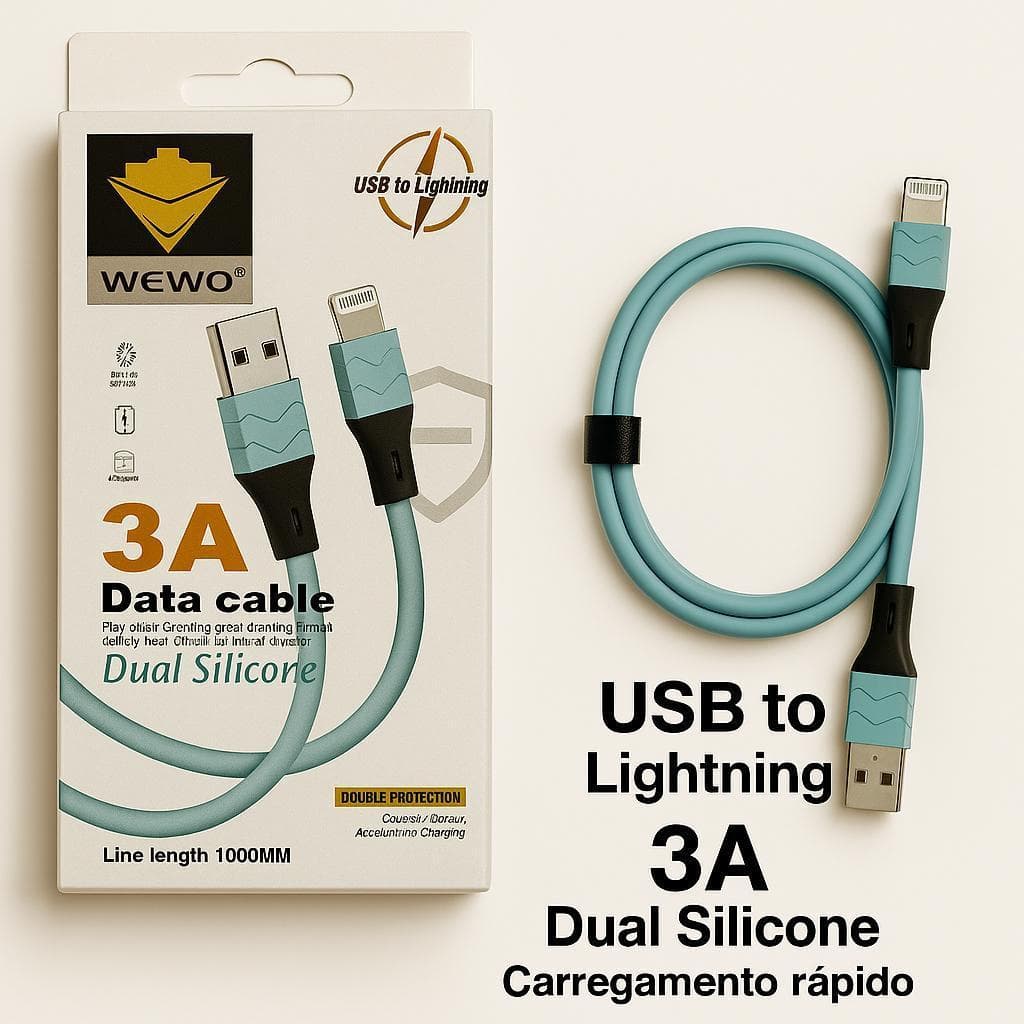 Cabo WEWO Dual Silicone – Resistente, Rápido e Confiável