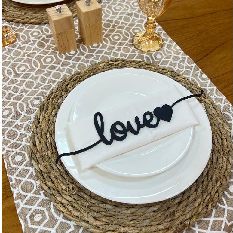 Kit Palavras Love em MDF Porta Guardanapo Mesa Posta Decorativa Decoração