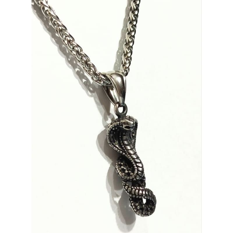 Cordão com Pingente Aço Inox Serpente Naja