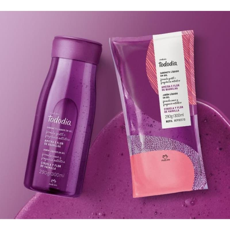 Kit Sabonete Líquido + Refil Ameixa e Flor de Baunilha Natura Tododia