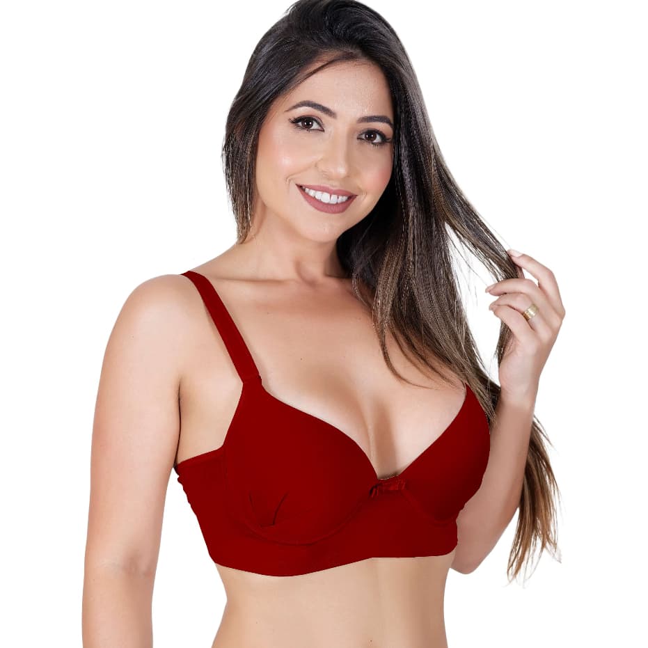 Sutiã Plus Size Reforçado Liso Basico Microfibra  Dia a Dia Com Bojo e Com Aro Alça larga P ao 54