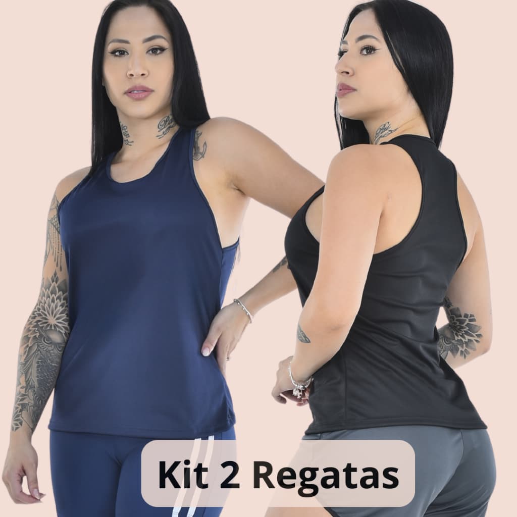 Kit 2 Regata Feminina Dry Fit Academia Fitness Alça Larga Confortável Leve Respirável Esportiva