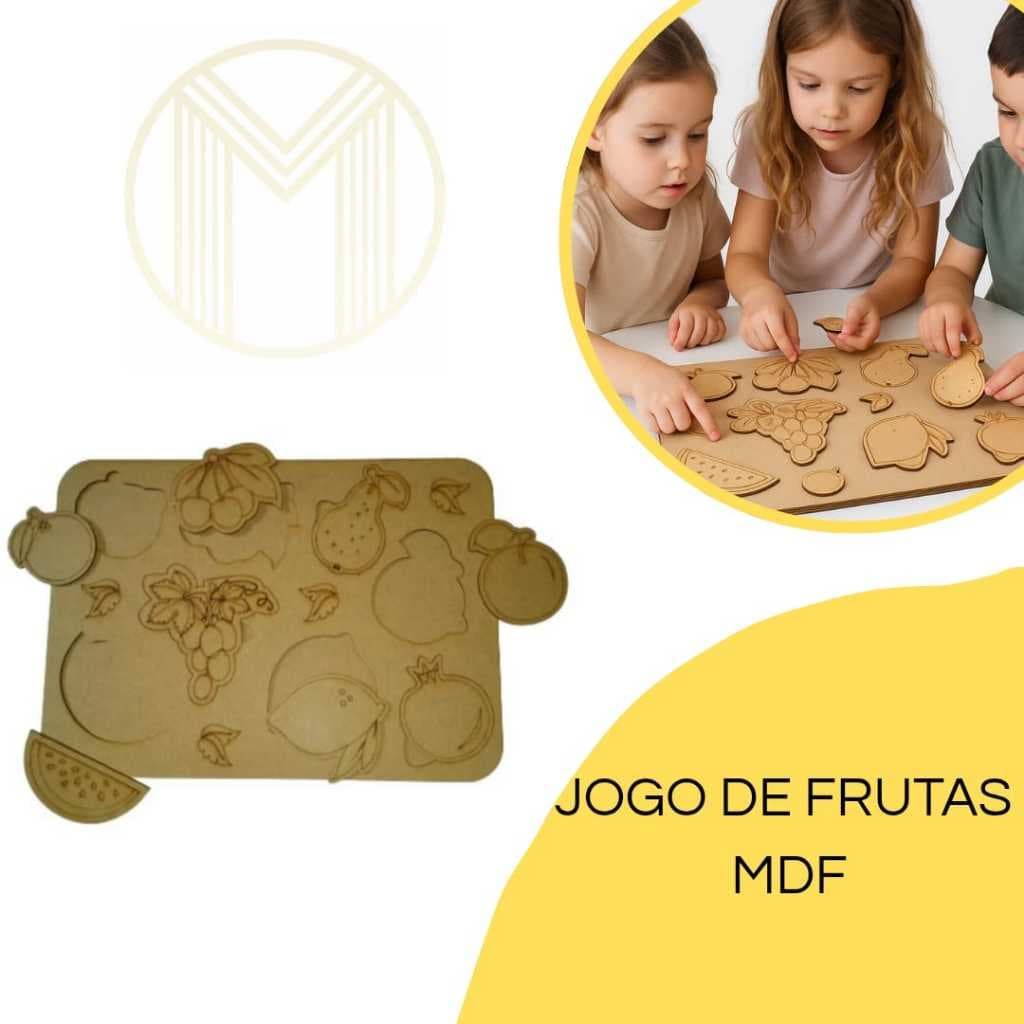 Jogo de Frutas Tabuleiro MDF Brinquedo Pedagógico Educativo Infantl