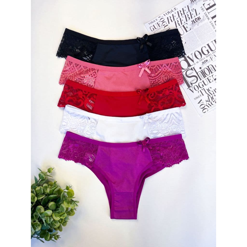 kit 7 calcinhas com renda tangão feminina conforto tanga calcinha  C15