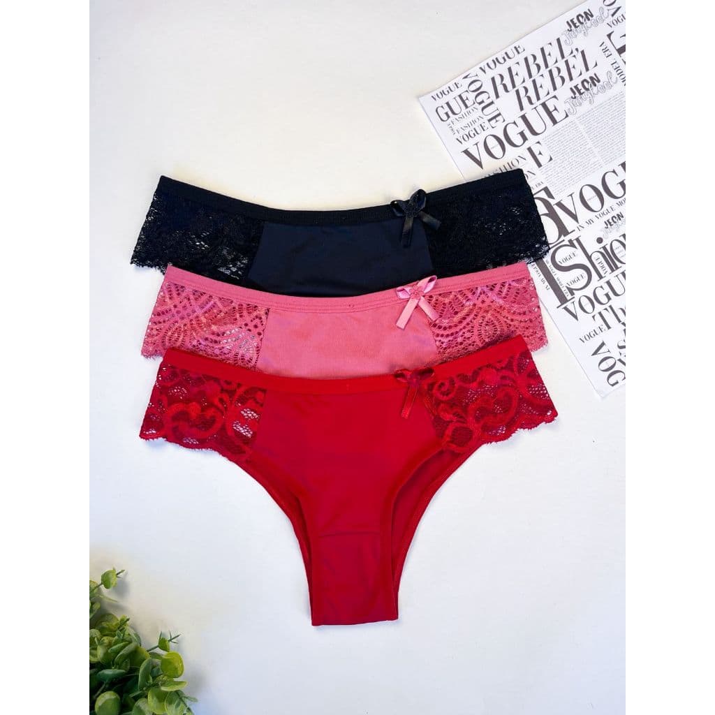 kit 3 calcinhas tanga com renda tangão feminina conforto calcinha C15