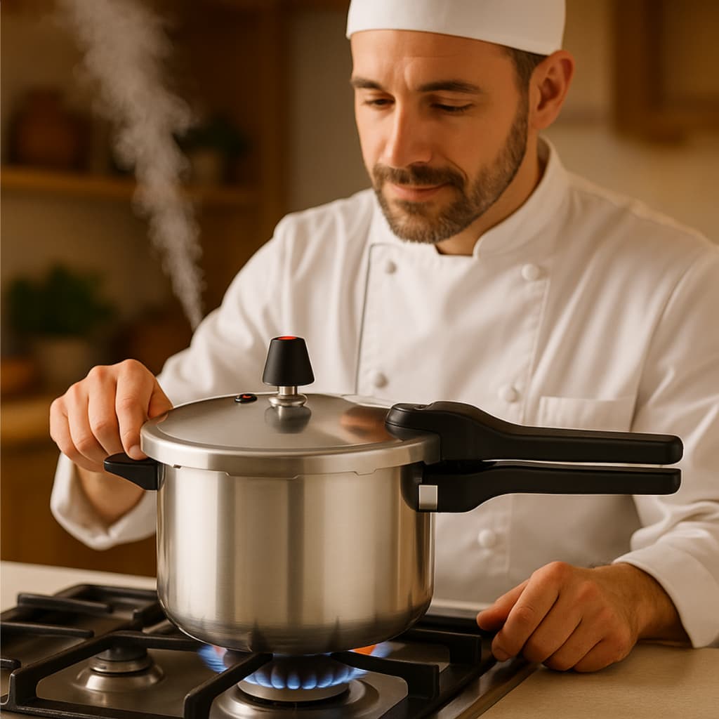 Panela de Pressão 10L Fechamento Externo Aço Polido Premium Nacional Profissional Original