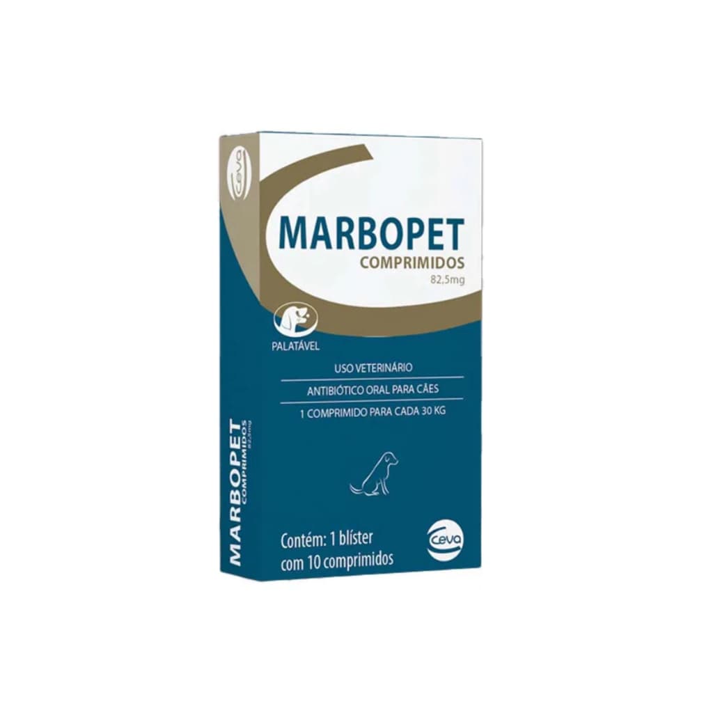 Marbopet Marbofloxacina Com 10 Comprimidos Pets Ceva 82,5mg