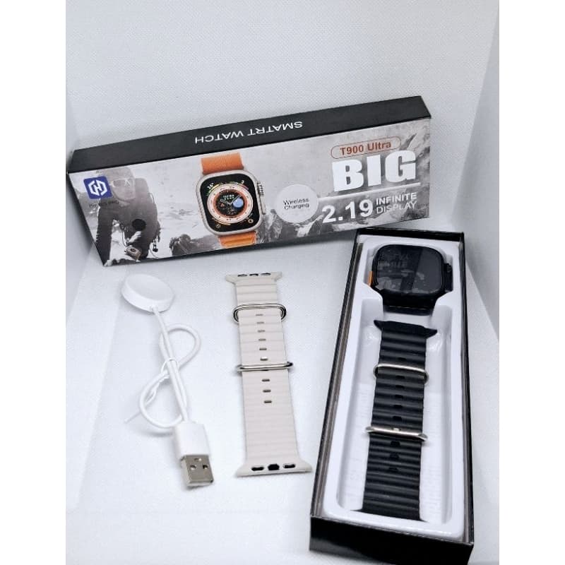 Relógio Smartwatch Ultra T900 Big Tela 2.09 Digital Caixa Alumínio Pulseira Preta mas Pulseira Extra