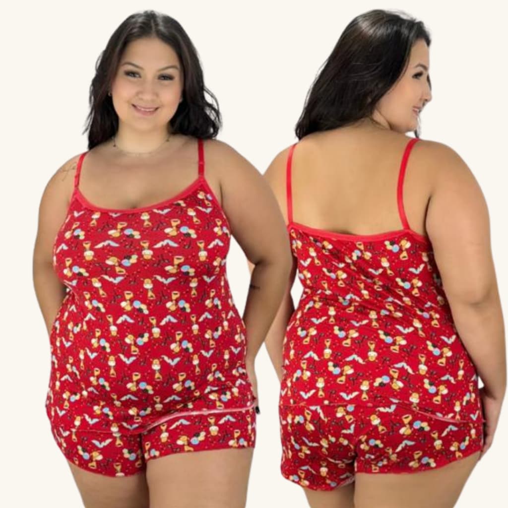 Pijama Plus Size Confort Soltinho Microfibra Baby Dool Noite Mulher Short Dool Alcinha XGG Oferta Dormir