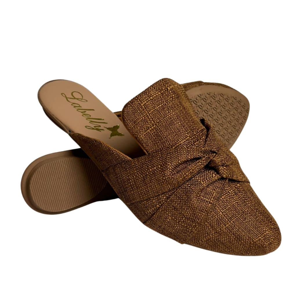 Mule Labelly   Feminino Bico Fino Nó Leve Elegante Confortável