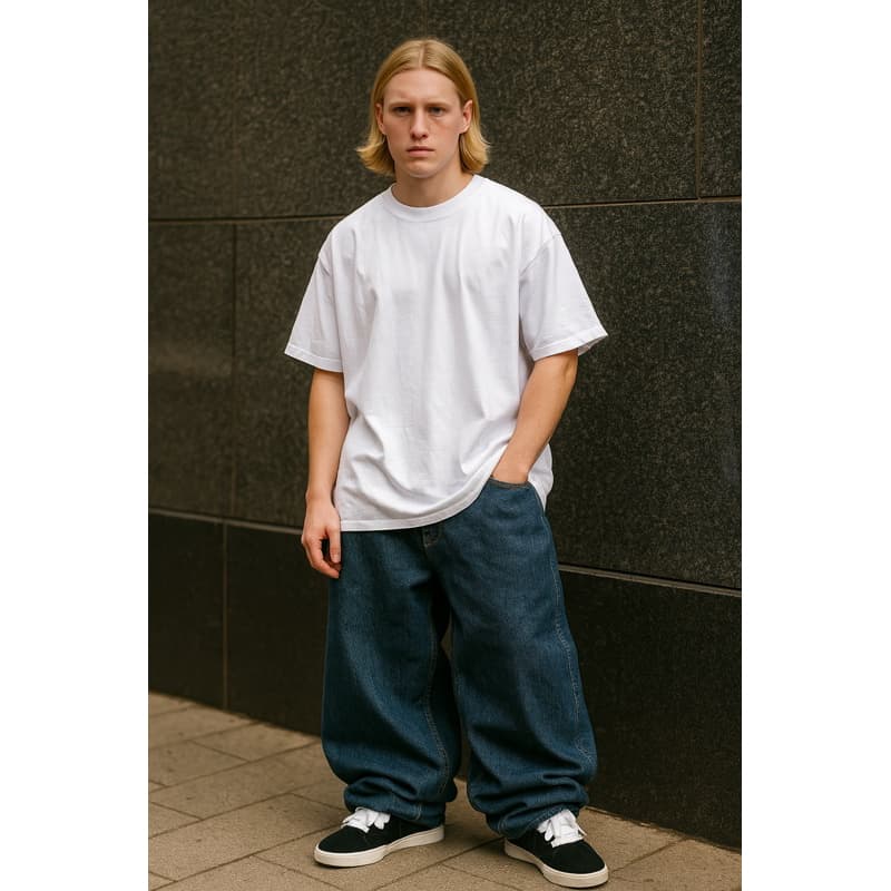 calça BALÃO JEANS ESCURA Dazzling streetwear jeans pesado masculino tendência balão jeans calça masculina
