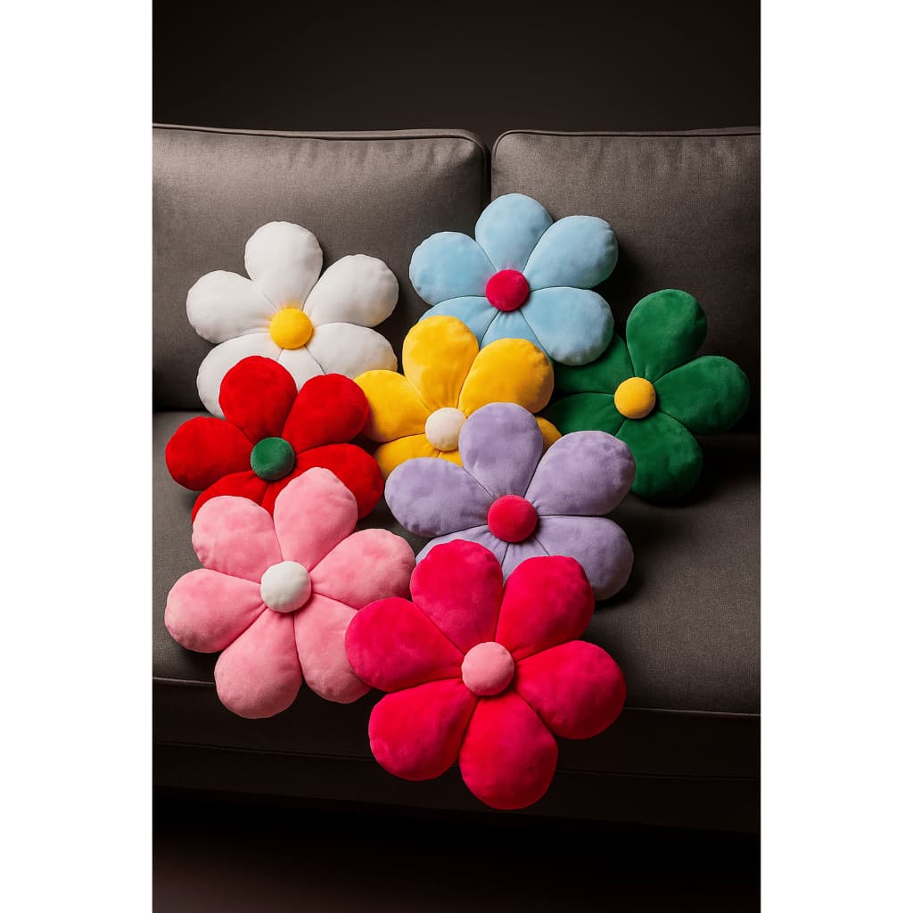 Kit 5 Almofada Flor De Pelúcia Margarida Decoração sofá Sala Quarto Bebê