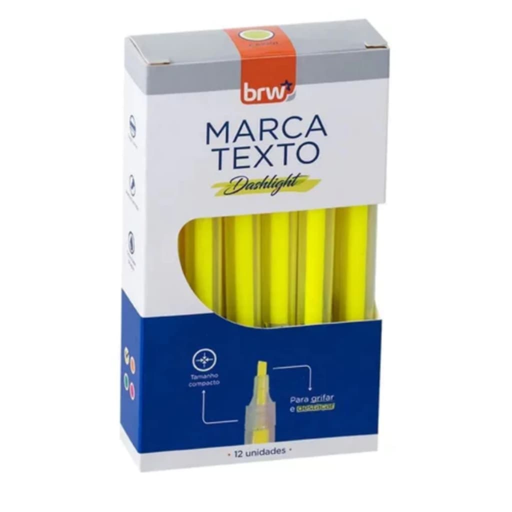 Caixa Marca Texto Fluorescente Transparente 12 UNIDADES