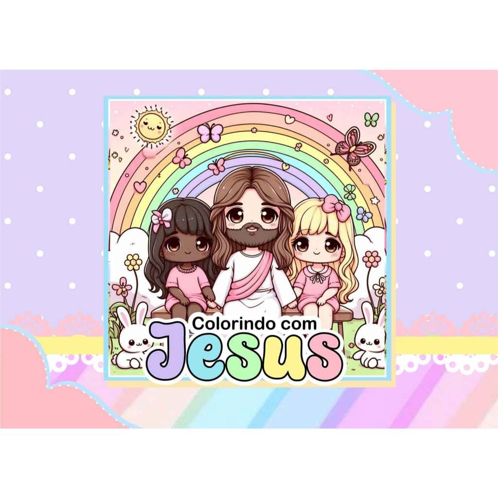 Livro colorir menina colorindo com Jesus  capa dura bo bbi e god laminado sn