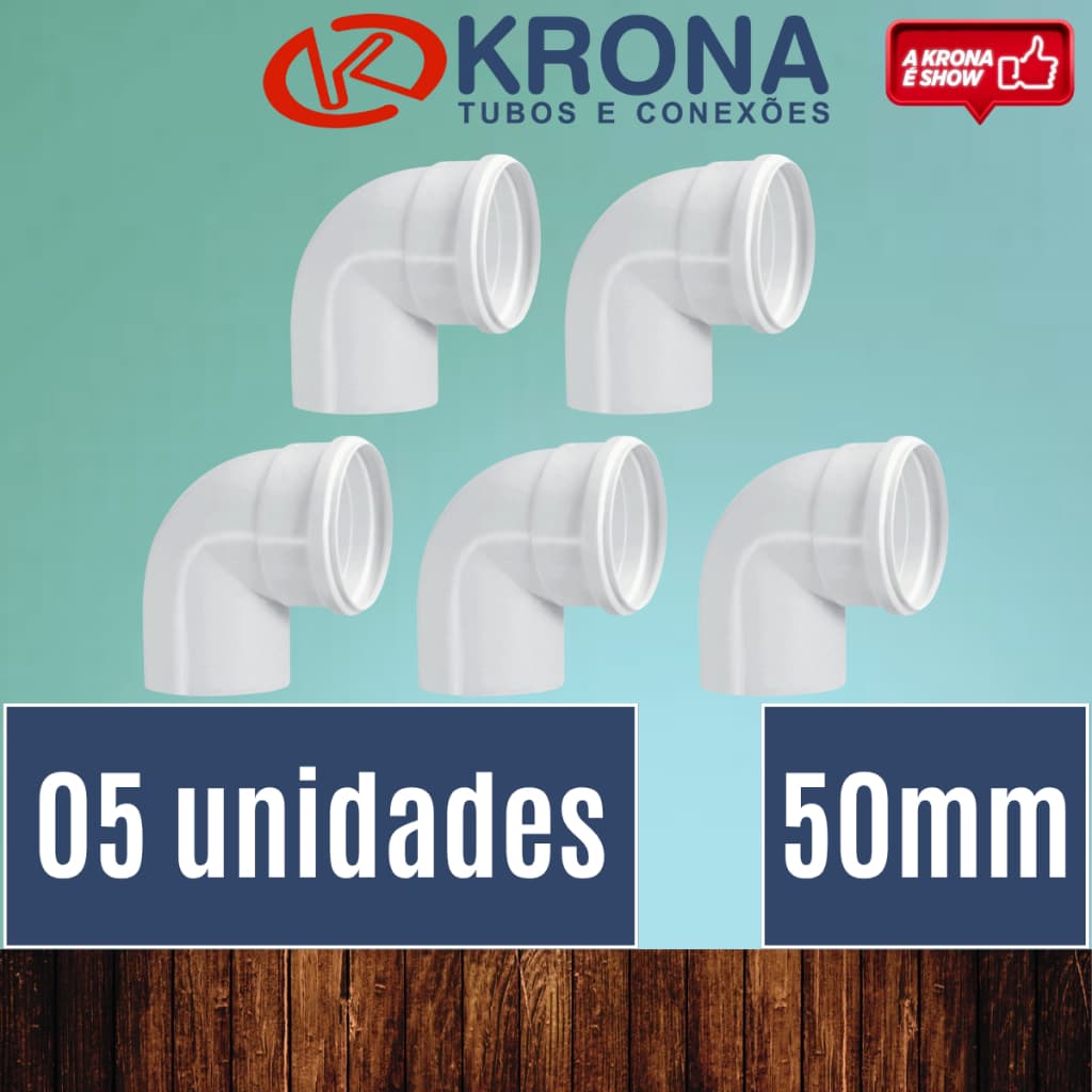 PCT 05 Unds Joelho 50mm branco cotovelo Esgoto 90 graus - Krona