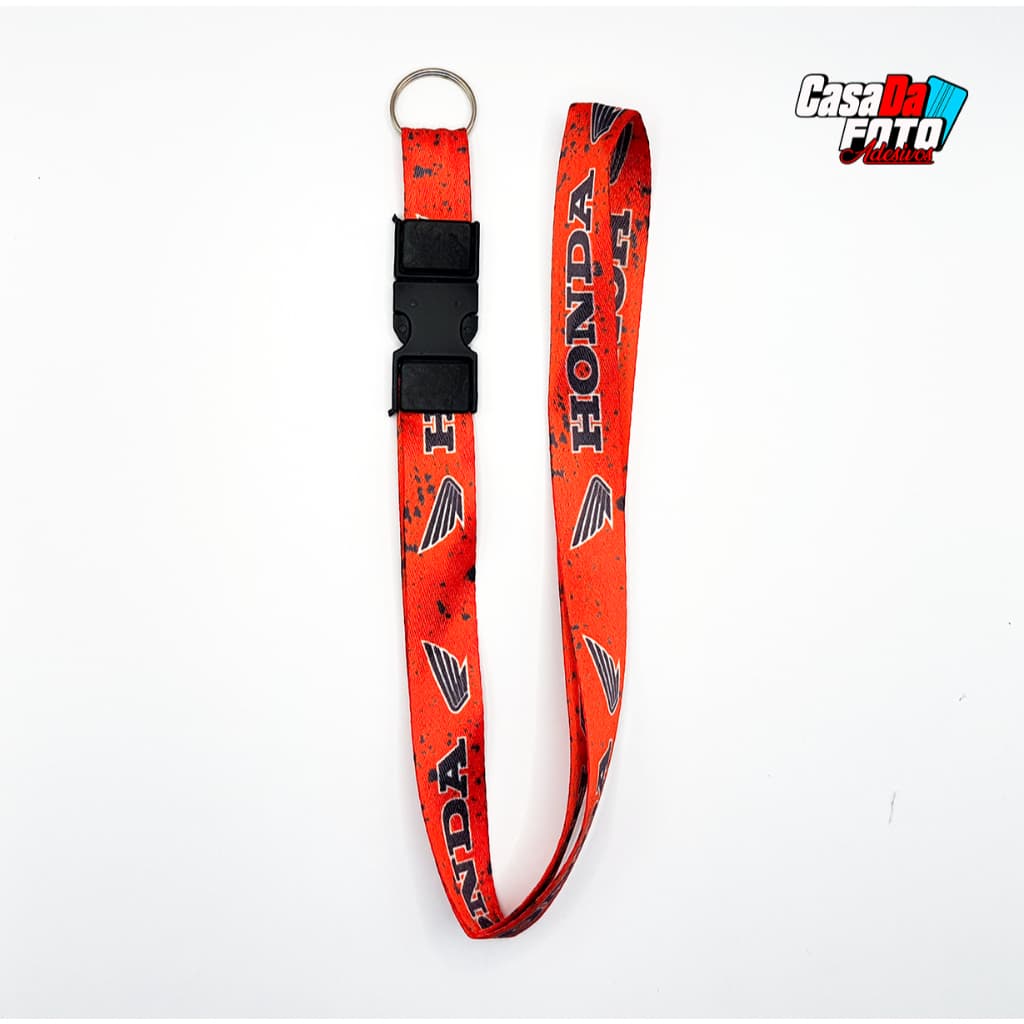 Chaveiro Honda Vermelho e Preto com engate Rápido Moto Cordão Tirante Pescoço Crachá