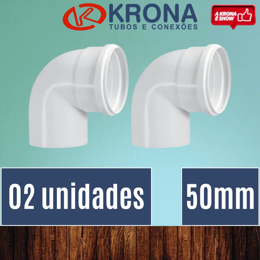PCT 02 Unds Joelho 50mm Branco cotovelo Esgoto 90 graus - Krona