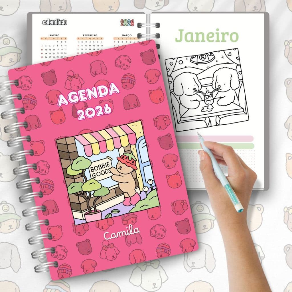 Agenda Personalizada Permanente 2026 - 2 dias por página Livro de colorir