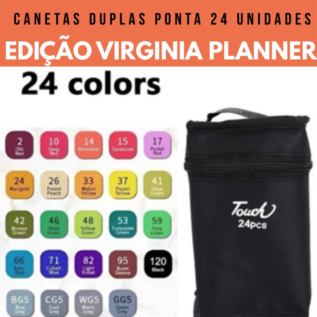 24 Cores Caneta Marcadora De Cabeça Dupla