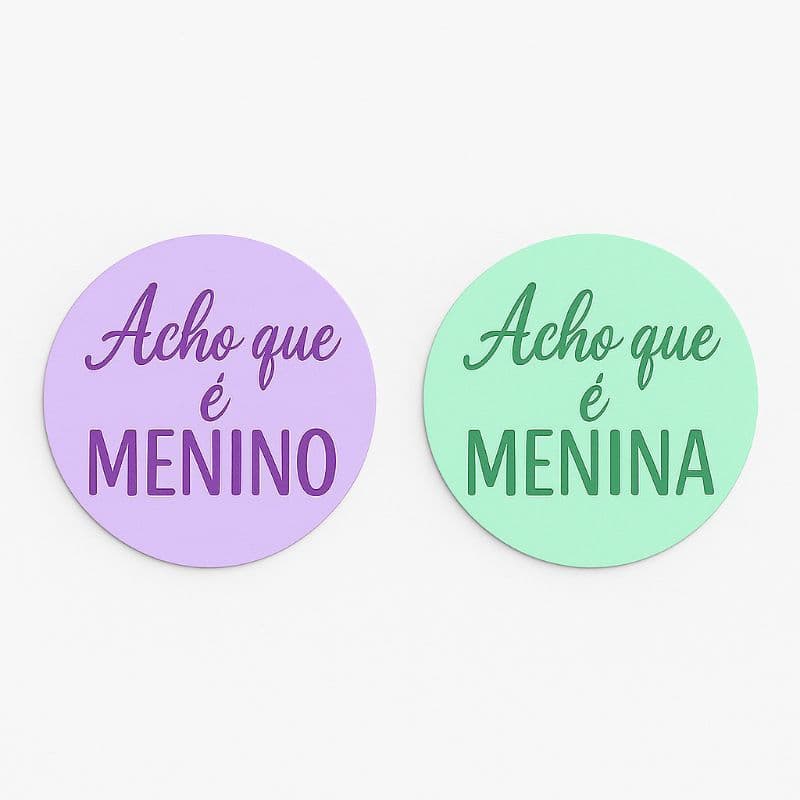Kit 30 Adesivos Chá Revelação - Menina ou Menino - Lilás e Verde - Lembrancinhas