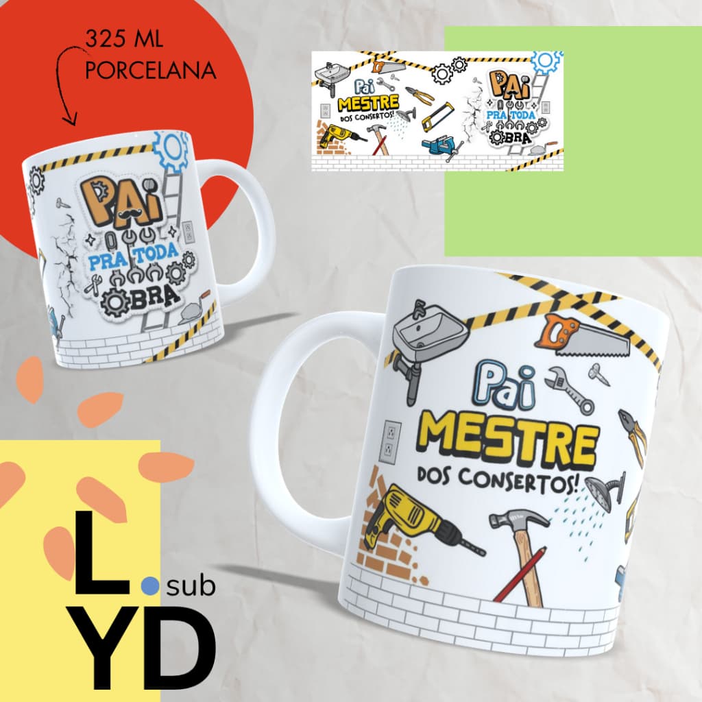 Caneca Personalizada Pai Pra Toda Obra Xícara Personalizada Dia dos Pais Caneca de Porcelana