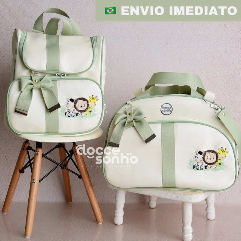 bolsa maternidade 2 peças p/ bebê menino/menina, mala Maternidade co/ mochila (LEO SAFARI,BORBOLETA)