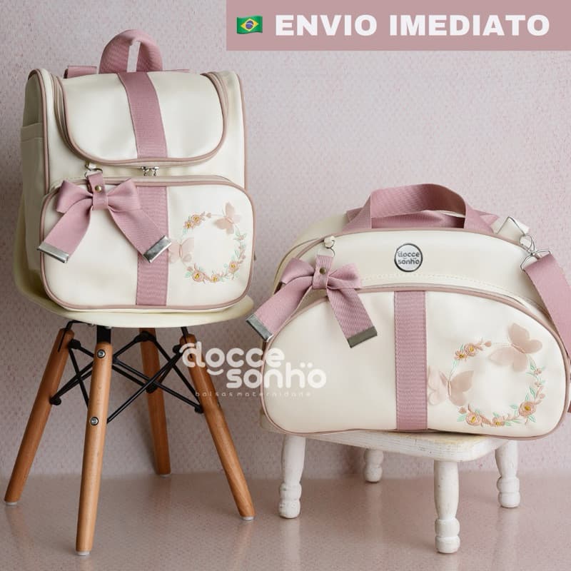 bolsa maternidade Luxo p/ bebê menino/menina, kit mala Maternidade com mochila(LEO SAFARI,BORBOLETA)
