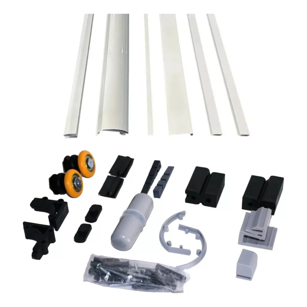 Kit Alumínio de Box Frontal padrão 8mm para banheiro largura 1m/1,10m/1,20m Preto e Branco