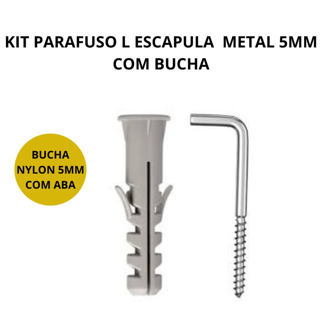 Parafuso L Escápula Metal com Bucha 5 mm Para Parede Pendurar Vaso,varal Chave