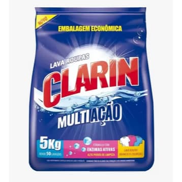Sabão em Pó Clarin 10 Kg - Lava Roupas Multiação Fragrância Marcante
