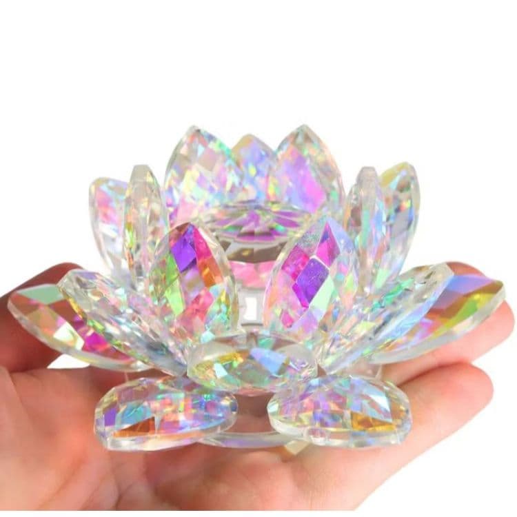 Flor de lótus colorido  cristal decoração casa enfeite sala