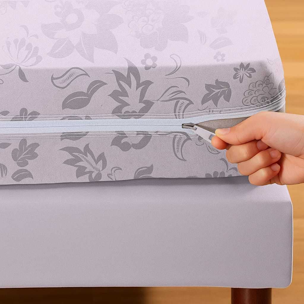 Capa Colchão Solteiro C/Zíper Estampada 1Pç 100% Poliéster Microfibra 120Fios