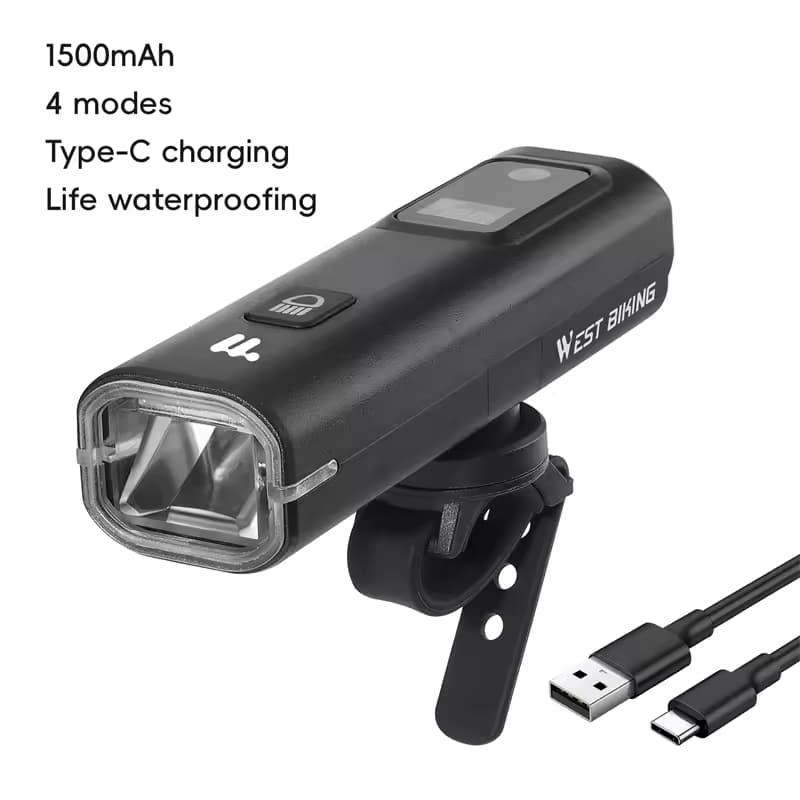 Farol de Bike West biking com display Digital