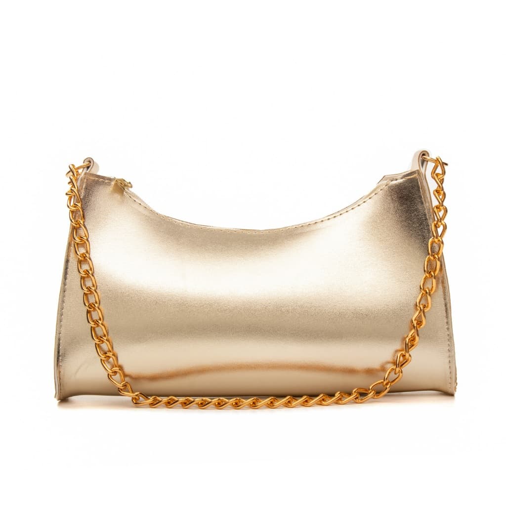 Bolsa Feminina Elegante Metalizada Corrente Lateral Transversal Ombro Mão Noir Fashion Lançamento