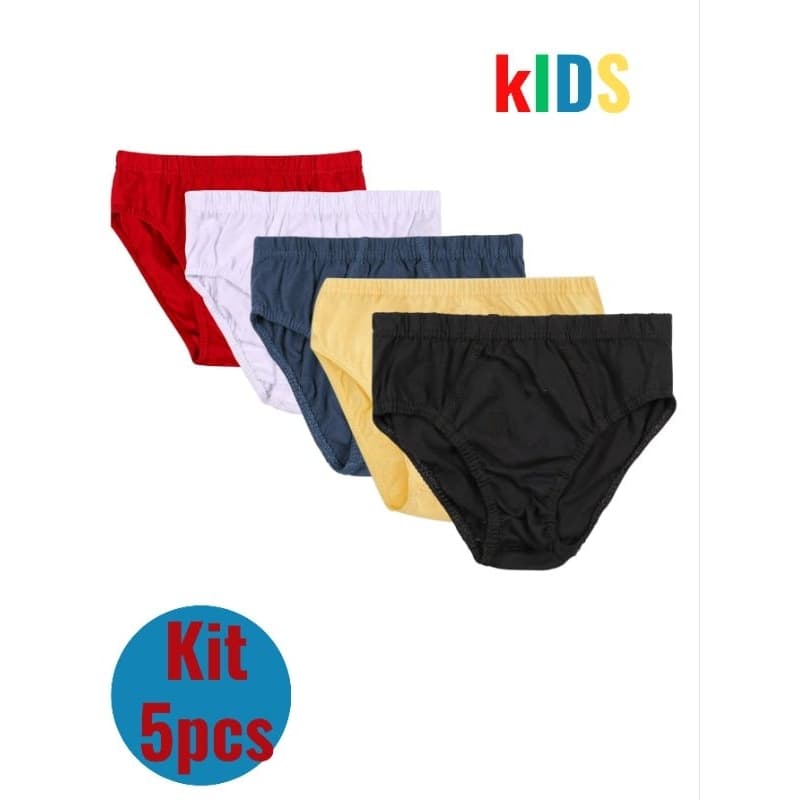 Kit 10 Cuecas Infantis 100%Algodao Modelo Básico Cores Sortidas