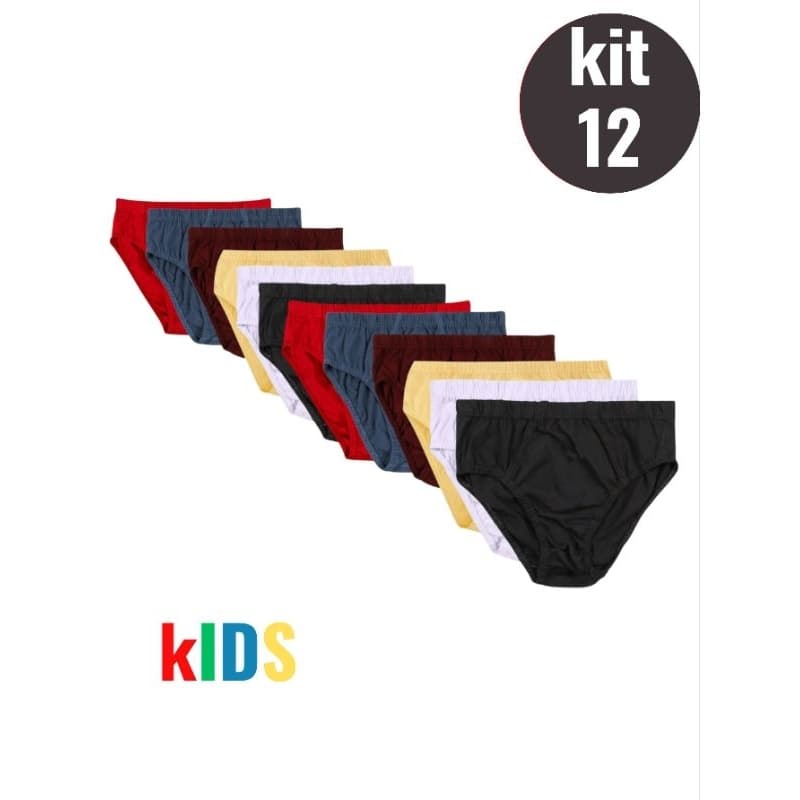 Kit Cuecas infantil e Juvenil de algodão modelo basica  Cores Sortidas