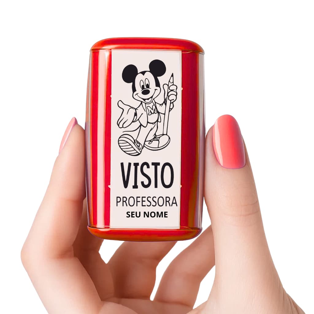 Carimbo para professores Visto| Carimbo Mickey | Carimbo com nome professora