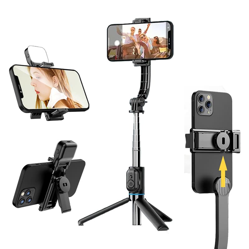 Pau de Selfie Bastão Controle 1070mm Bluetooth 360° com Led e Tripé para Smartphone H'maston ZP-007