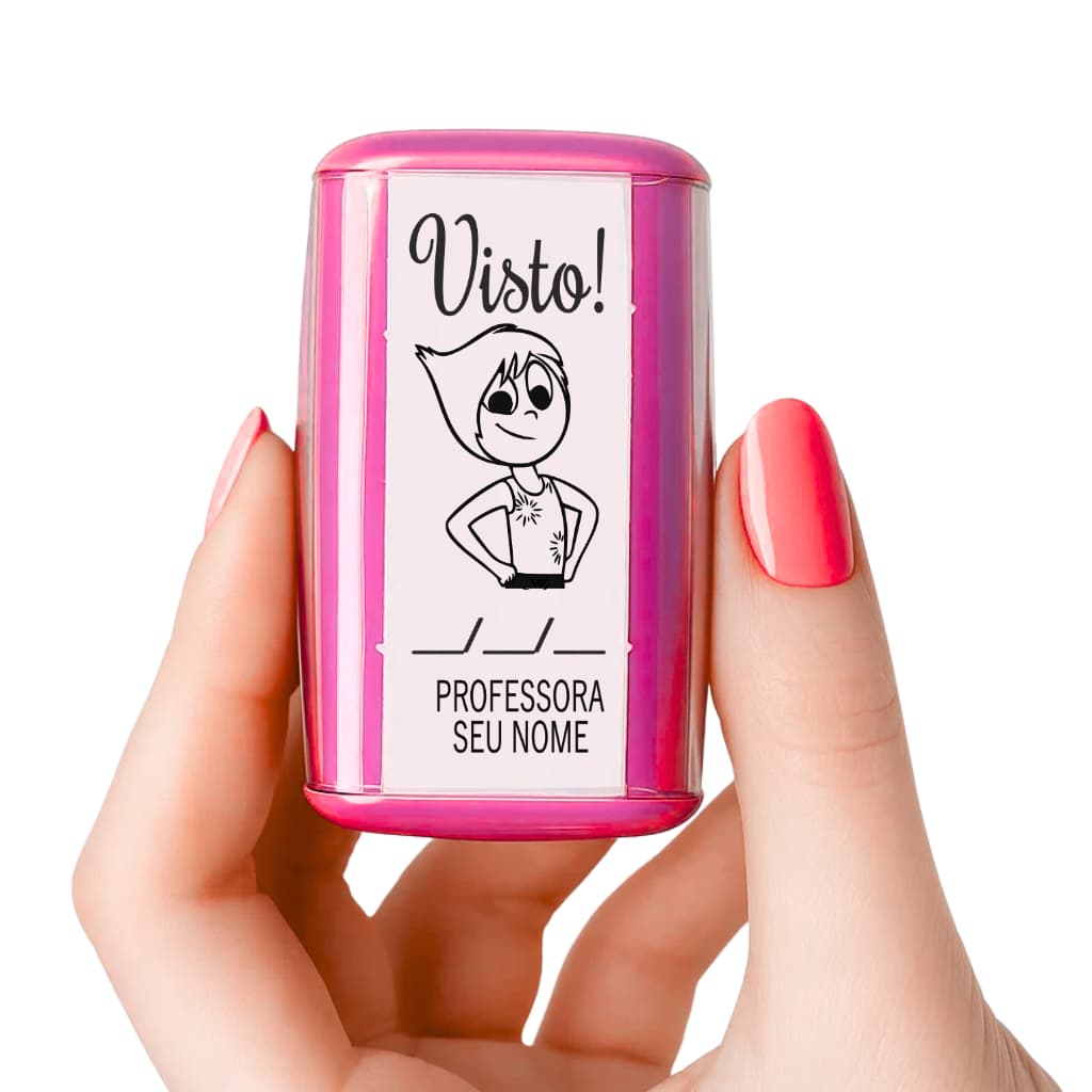 Carimbo Visto com Data - Carimbo nome professsora - Carimbo Personalizado