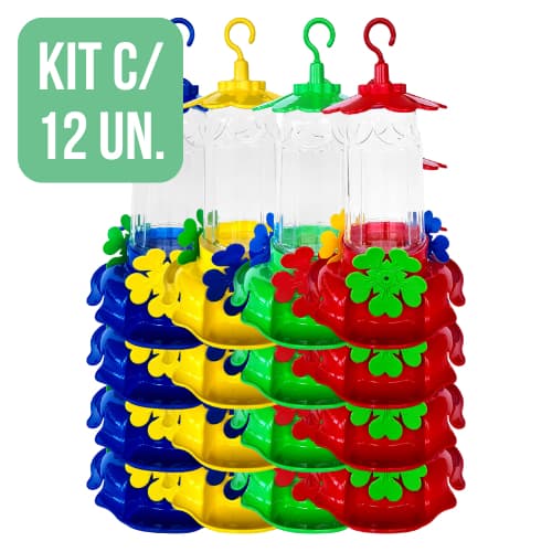 Kit C/12 Bebedouro GRANDE Beija-flor Prime 350ml 4 CORES