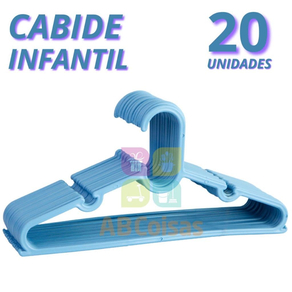 Kit 20 Cabides Infantil Bebê Plástico Azul Baby Reforçado