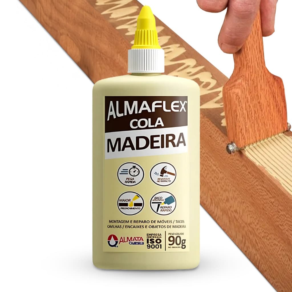 Cola de Madeira 90g 250g PVA Almaflex  Extra forte  Papelão Tecido Reparos MDF Artesanato Marcenaria